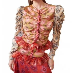 NEW CELIA B thrill long sleeve top in beige multi